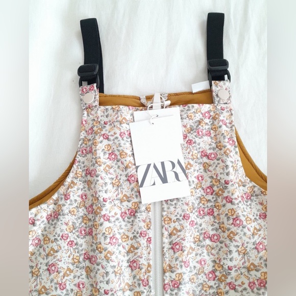 Zara Other - Zara kid's floral insulated rain/snowsuit overalls & boots BUNDLE !!
